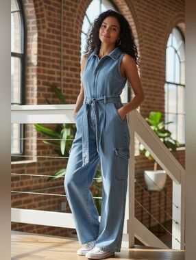 Universal Thread Denim Sleeveless Jumpsuit (JEA36)
